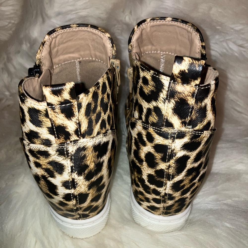 Cheetah High Top Sneaker with Inside Wedge - Picture 2 of 6